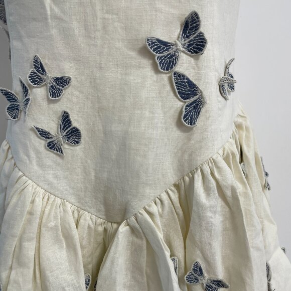 AGUA BY AGUA BENDITA Pluma Lymanopoda appliquéd gathered linen mini dress - Picture 11 of 13